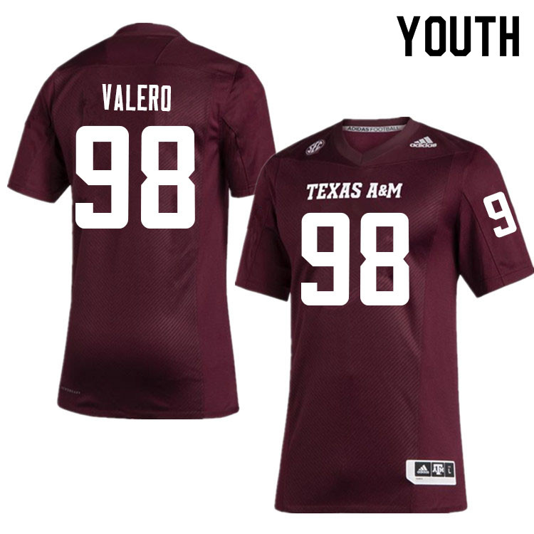 Youth #98 Esteban Valero Texas A&M Aggies College Football Jerseys Sale-Maroon